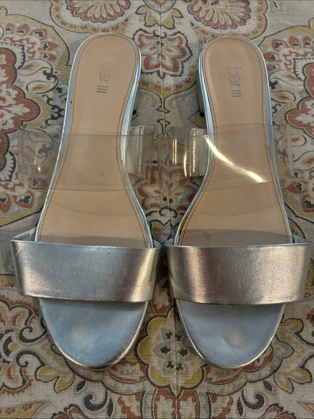 Macy’s Bar III ISilver Clear Band Slide Sandals - Women's Fashion Mule